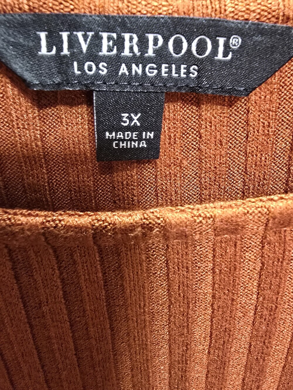 89 Liverpool Rust Ribbed Long-Sleeve Top - Picture 2 of 3